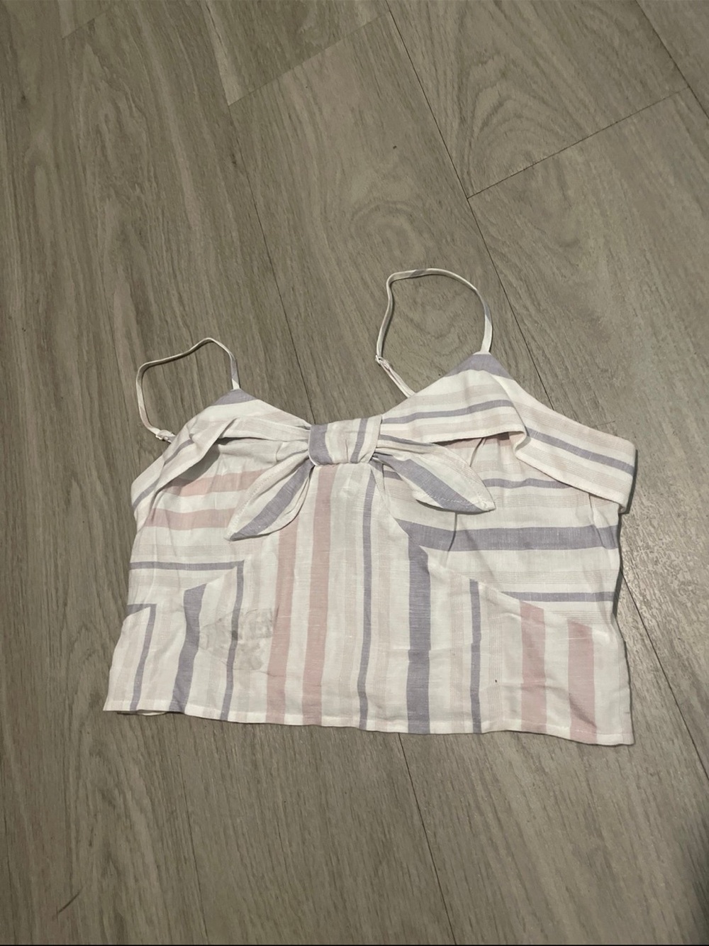 Express Striped Tie-Front Cami in White, Pink & Light Blue